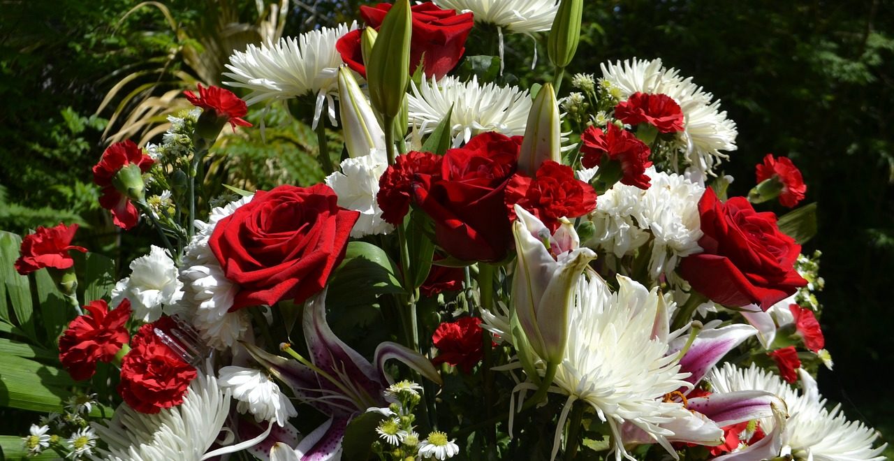 Large bouquet of funeral flowers