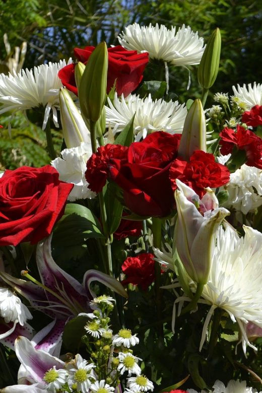 Large bouquet of funeral flowers