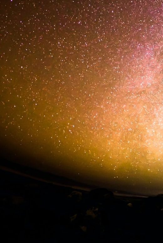 Silhouette of person looking at whole sky starfield